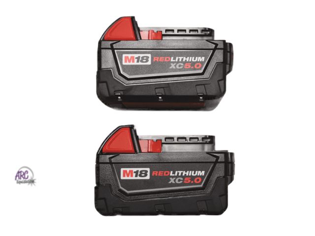 Lot 56-263924 - NEW Untested Missing Chargers Genuine 18V Milwaukee 48-11-1850 5.0 AH Batteries M18 XC18 2-Pack