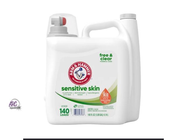 Lot 56-474812 - NEW-ARM &amp; HAMMER- SENSITIVE SKIN LAUNDRY DETERGENT 140 LOADS 140 FL OZ