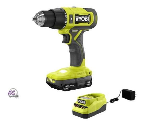 Lot 56-127024 - New tested and works. Ryobi ONE+ 18V Cordless 1/2 in. Hammer Drill Kit with 1.5 Ah Battery and Charg...