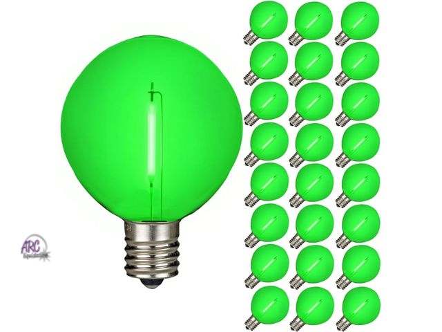 Lot 56-746930 - New LEad Novelty Lights 50 Pack Green G50 LED Filament String Light Bulbs, E17/C9 Intermediate Base,...