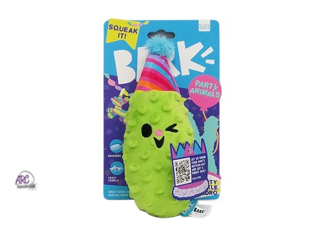 Lot 56-493364 - New - BARK Party Pickle Phil Dog Toy: Squeaks, For All Sizes, Food Shaped, Cuddle