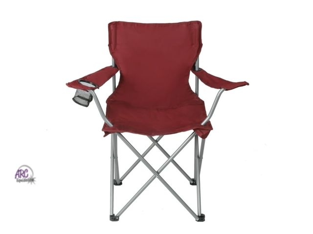 Lot 56-485313 - NEW-Ozark Trail Basic Quad Folding Camp Chair with Cup Holder,dark Red 32" x 19" x 32"