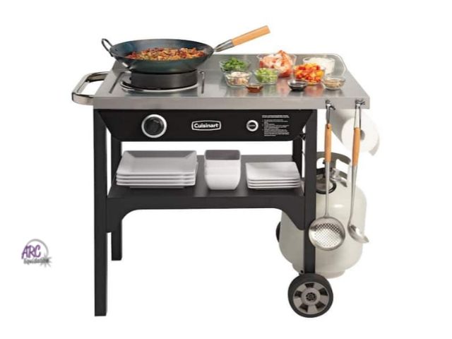 Lot 56-752150 - New in box. Cuisinart Outdoor Wok Station 50,000 BTU Stir Fry Propane Grill in Black/Stainless Steel