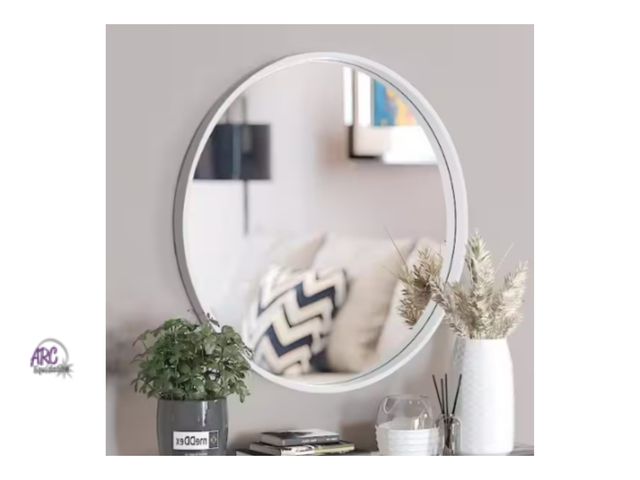 Lot 56-454961 - New - White 24 in. W x 24 in. H Farmhouse Round Wood Framed Wall Mirror
