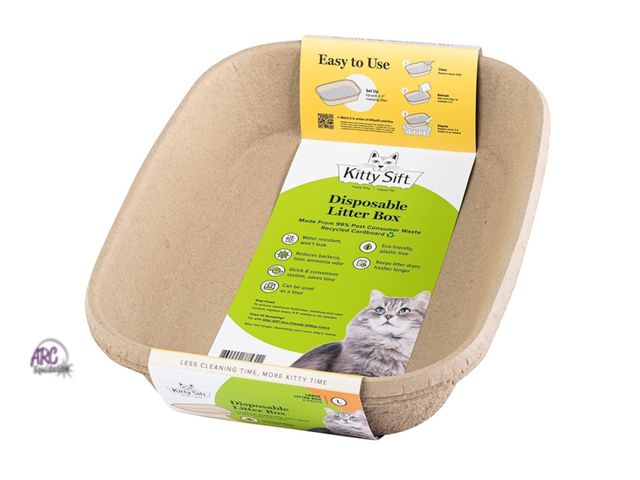 Lot 56-219618 - NEW Kitty Sift (6-Pack) Disposable Cat Litter Box, Sustainable, Clean - Large, 6-Pack