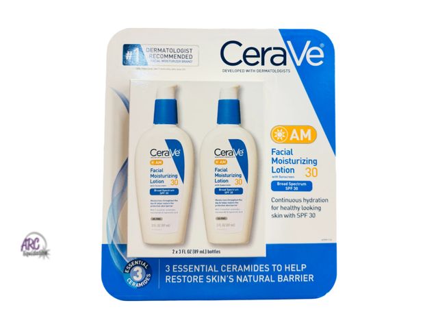 Lot 56-223661 - Open Package Out Of Box -  (2 Pack) Cerave AM Facial Moisturizing Lotion SPF 30, 3 fl oz Each