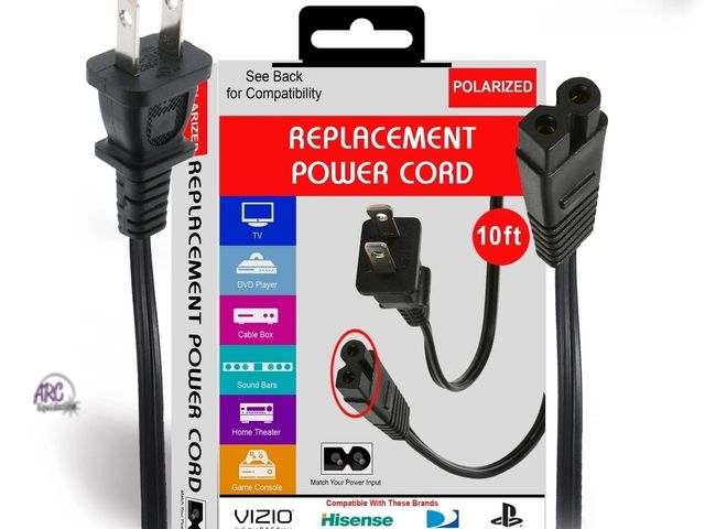 Lot 56-806925 - New Open Box - Polarized Replacement Power Cord - 10ft