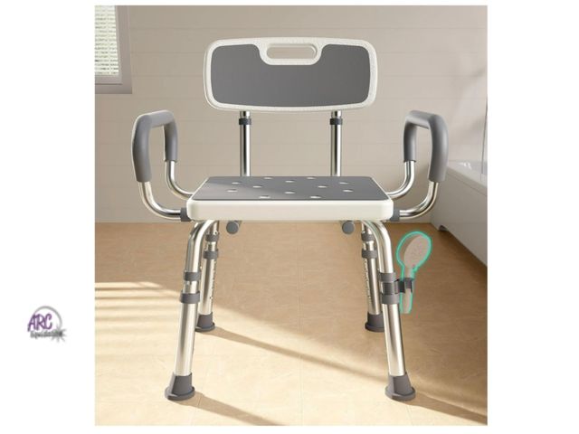 Lot 56-155251 - New in Box Premimax Shower Chair for Inside Shower with Arms and Back, 500lbs Capacity Height Adjust...