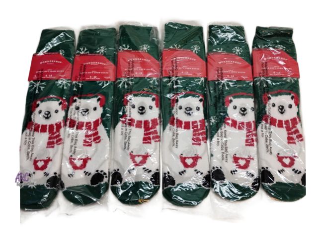 Lot 56-514425 - NEW-LOT OF 6 PAIRS-wondershop mens super soft crew socks-6-12 shoe size