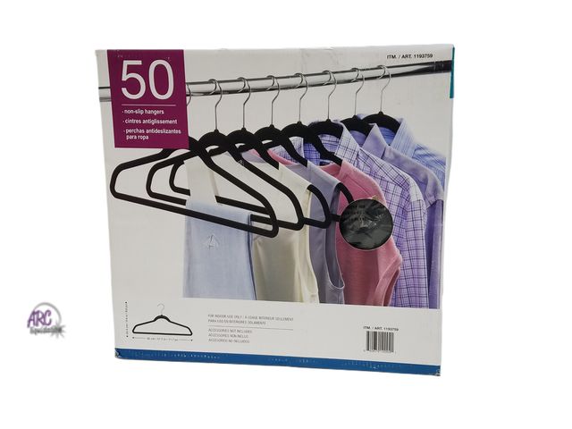 Lot 56-452860 - Open Box - 50 Count , Black Space Saving Non Slip Hangers