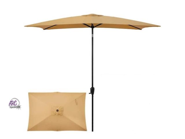 Lot 56-752460 - New in box. 9 ft. Round 8-Rib Steel Market Patio Umbrella in Black and White Stripe
