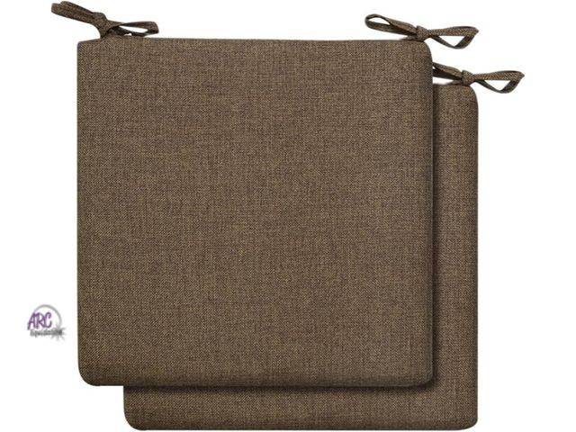 Lot 56-528340 - NEW-MINOR STAIN ON BACK-SET OF 2-Square Linen Kitchen Chair Cushions,2 Pack Non Slip Chair Pads Reve...
