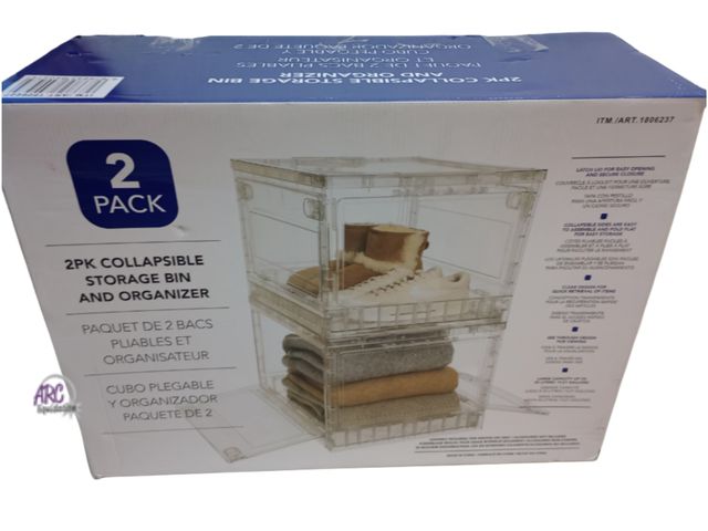 Lot 56-797414 - New in box. 2 pack collapsible storage bins and organizer . Holds up to 13.21 gallons