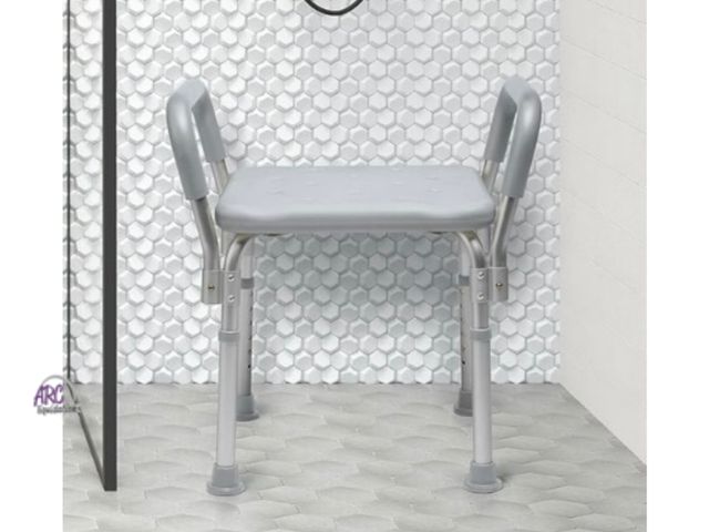 Lot 56-158551 - New Medline Bath Chair and Shower Chair with Armrests for Elderly, Sturdy, 13.5-In Seat, 350 lb Weig...