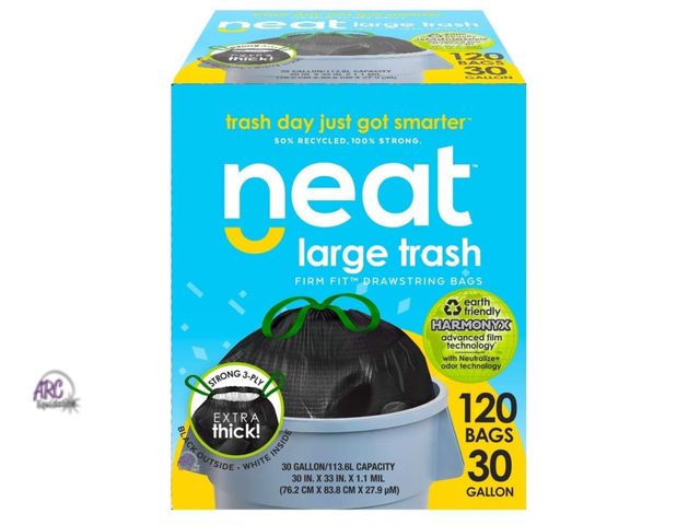 Lot 56-587998 - USED- APPROXIMATELY 120 GARBAGE BAGS. BLACK 30 GALLON