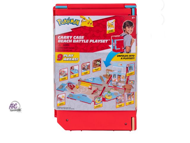 Lot 56-302230 - New, Pokemon Carry Case Beach Battle Playset - Portable Transforming Backpack Playset with Action Fe...