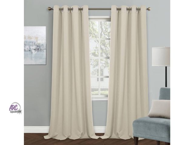 Lot 56-127460 - New Velvet Total Blackout Panel Pair Curtains for Living Room (52x96”) - Oatmeal