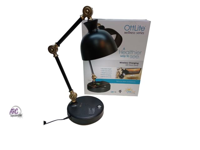 Lot 56-794514 - New Tested and works.OttLite 18" Modern Adjustable 3-Color LED Table Lamp
