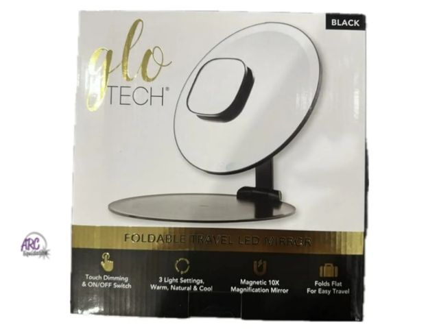 Lot 56-397614 - New,open boxFoldable Travel Led Mirror - Touch Dimming &amp; On/Off Swtich, 3 Light Settings, Warm, ...