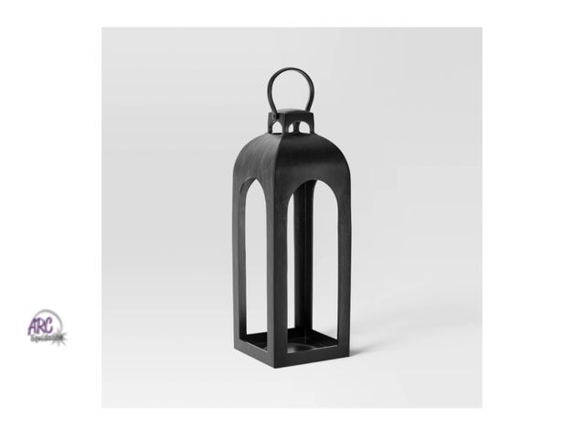 Lot 56-154812 - New Threshold 22.5"x7.7" Pillar Cast Aluminum Outdoor Lantern Candle Holder, Black