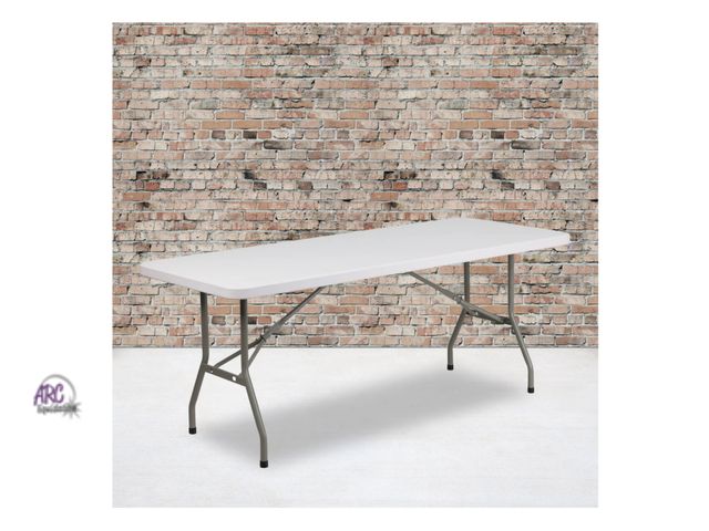 Lot 56-140698 - New 6-Foot Plastic Folding Table FT-LZ06-White (Small Dent See in Photos)