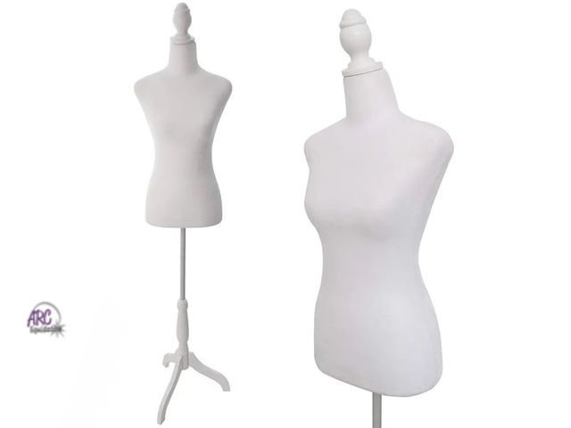 Lot 56-766210 - New Female Dress Form Mannequin Torso Body with Adjustable Tripod Stand Dress Jewelry Display (White...