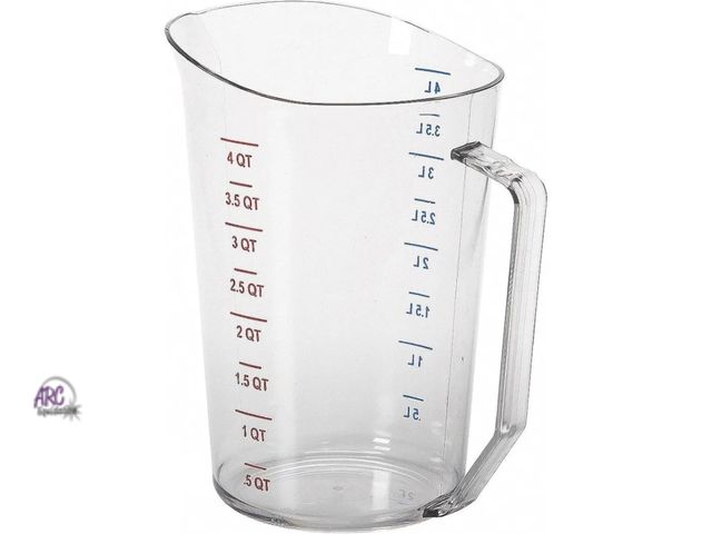 Lot 56-593498 - NEW- CAMBRO Liquid Measuring Cup, 4 Qt., Clear