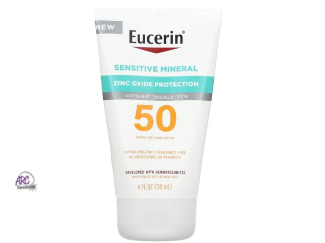 Lot 56-326951 - New lot of 6 Eucerin, Sensitive Mineral, Lightweight Sunscreen Lotion, SPF 50, Fragrance Free, 4 fl ...
