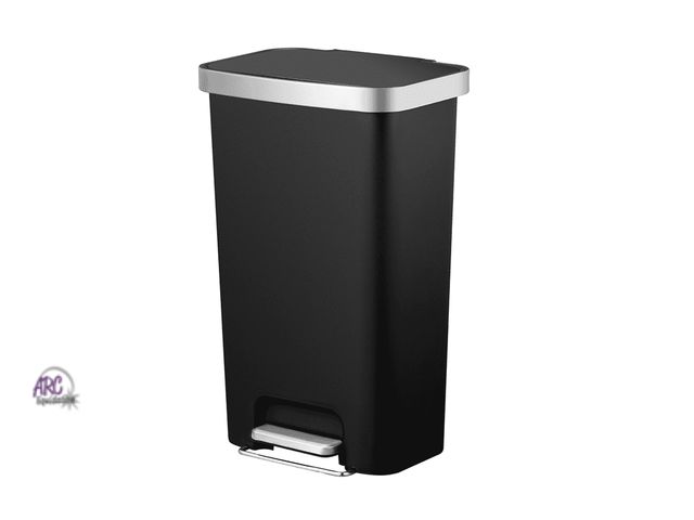 Lot 56-575798 - NEW-Better Homes &amp; Gardens 11.9 Gallon Plastic Kitchen Step Trash Can, Black