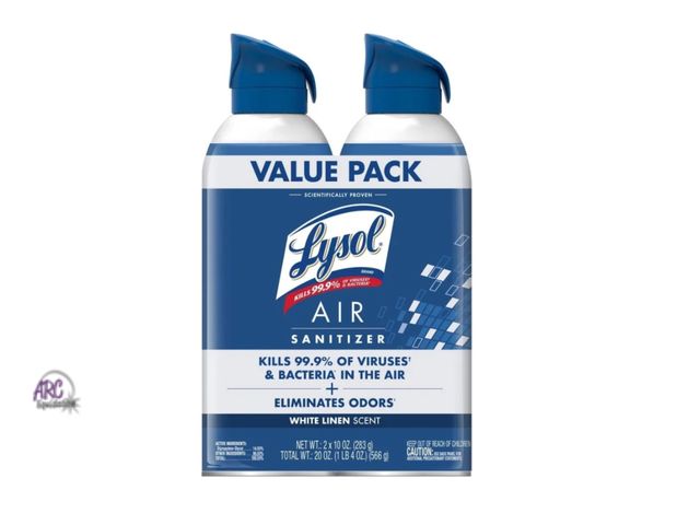 Lot 56-157813 - New Lysol Air Sanitizer Eliminates Odor, White Linen Scent (2x10 oz.)