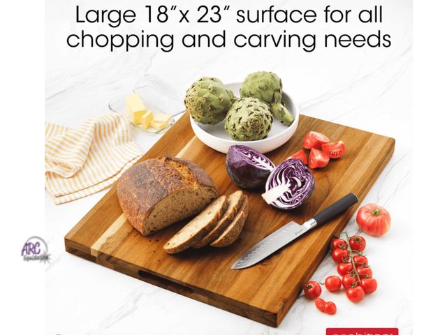 Lot 56-576198 - New,Architec XL 18"x 23" Edge-Grain Acacia Cutting Board and Chop Block