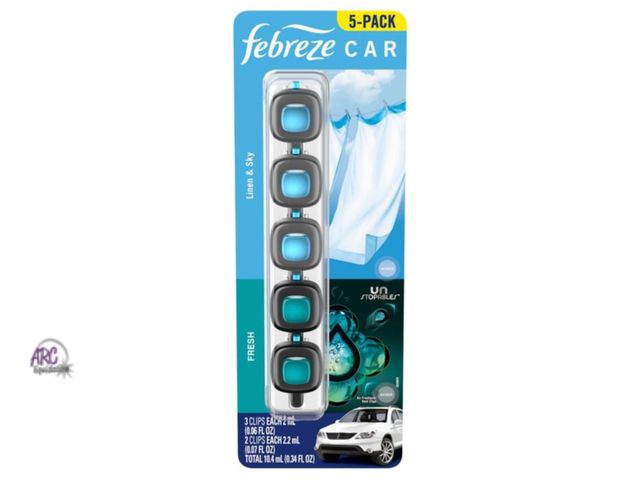 Lot 56-200714 - NEW OPEN PACKAGE (1 appears partially used see photos) Febreze Car Air Freshener Clips, 5-pack, Line...