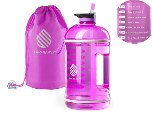 Lot 56-373265 - NEW IN PACKAGE Swig Savvy 64 oz Motivational Water Bottle, Water Tracker Bottle With Straw, Easy-tak...