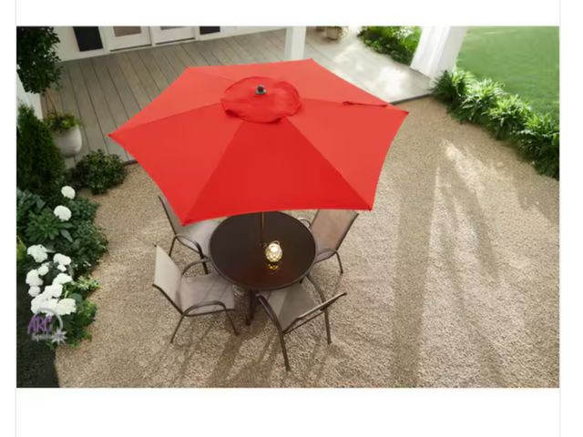 Lot 56-365564 - Appears new StyleWell
7.5 ft. Steel Market Outdoor Patio Umbrella in Ruby Red