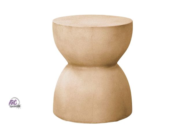 Lot 56-483413 - NEW-CHIP ON TOP-Faux Stone Hourglass Shaped Patio Accent Table - Threshold™-CREAM COLORED