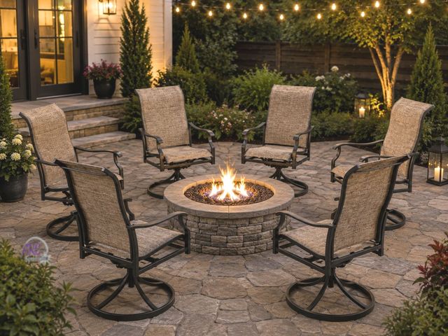 Lot 56-793065 - New in box. Retail $719.  (6-Pack) Phi Villa Swivel Padded Textilene Metal Outdoor Chairs Comes in 3...