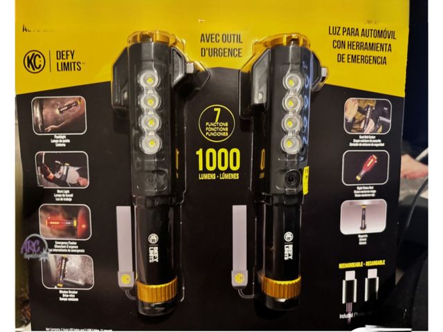 Lot 56-318440 - New, KC 3-IN-1 EMERGENCY TOOL PACK OF 2, 1000 Lumens