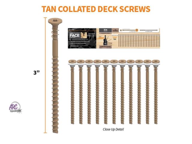 Lot 56-599623 - NEW-Camo drive fasteners 3 in collated wood face screws-tan for decking