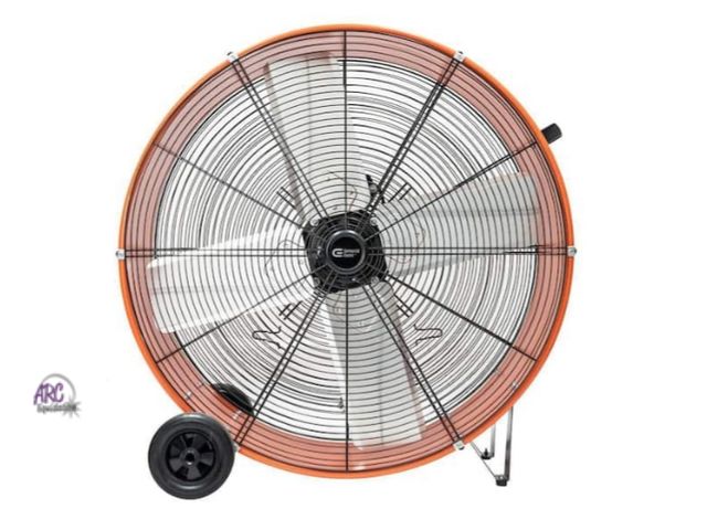 Lot 56-783164 - Used. Tested. Commercial electric 30 in. 2-Speed Heavy Duty Industrial Drum Fan in Orange with Rust-...