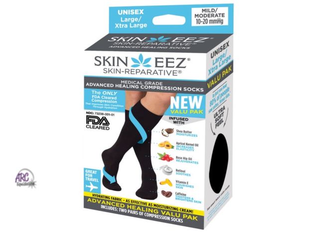 Lot 56-202314 - NEW OPEN BOX Skineez Medical Grade Advanced Healing Compression Socks, 2-Pack, Mild/Moderate SMALL/M...
