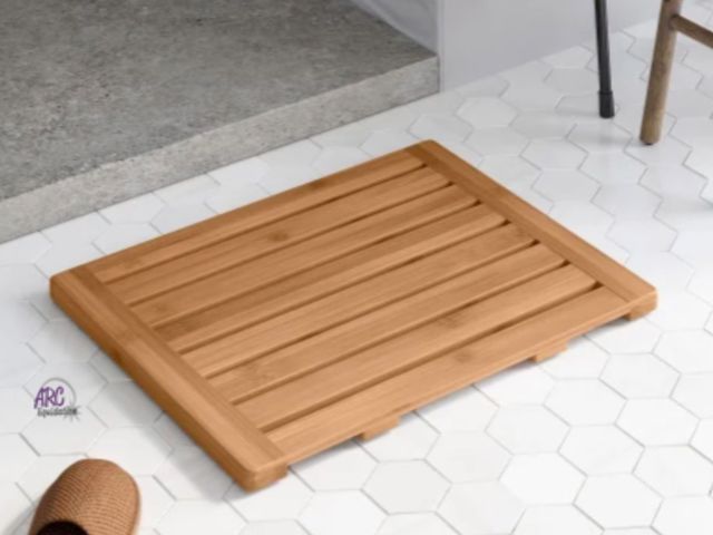Lot 56-167514 - New Seville Classics Bamboo Slatted Bath Mat (Natural) (24x18”)