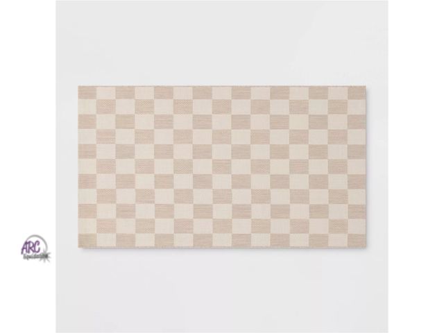 Lot 56-535517 - NEW-Linear Geo Outdoor Area Rug - Room Essentials™ NATURAL CHECKERED 3'10" x 5'4"