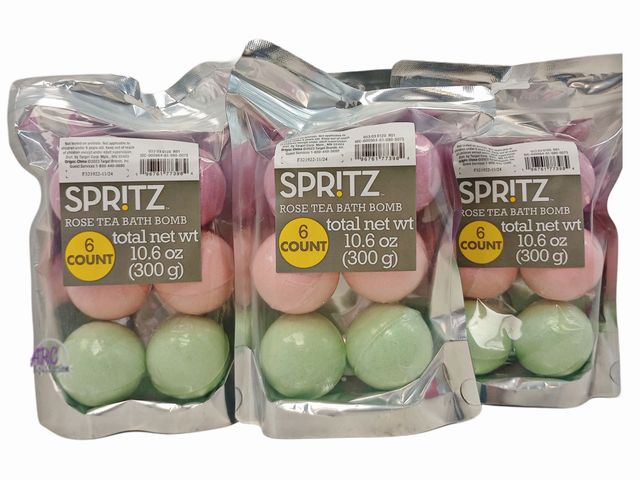 Lot 56-353798 - New 24 Count Spritz Rose Tea Bath Bombs 10.6 oz/300 g,