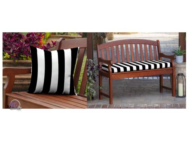 Lot 56-464761 - New in Box - ARDEN  (2-Pack) - 16 in. x 16 in. Black Cabana Stripe Outdoor Square Pillow +  (1-Pack)...