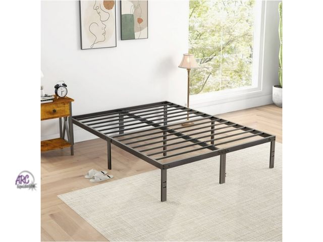 Lot 56-788323 - New in box. Queen Platform Bed Frame with Ample Storage Space, Sturdy Steel Slat Support, Heavy-Duty...