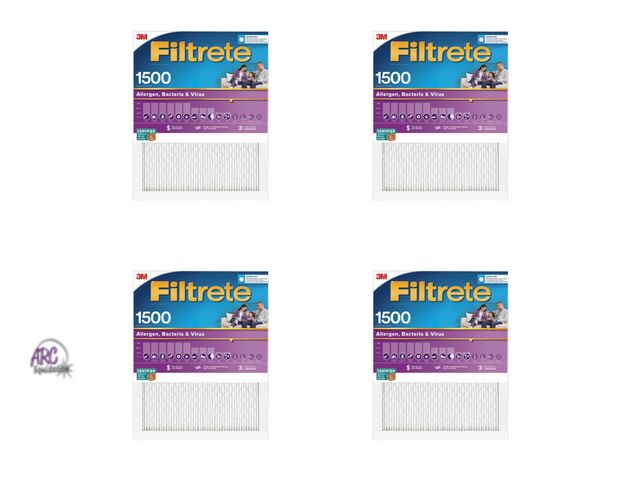 Lot 56-156113 - New 4 Pack Filtrete 16x20x1 Allergen Bacteria and Virus Air Filter 1500 MPR: MERV 12, Electrostatic ...