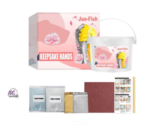 Lot 56-262024 - NEW DIY Plaster Keepsake Hands Casting Kit. Cloning powder 1pcs, model powder 1pcs, gold powder 1pcs...