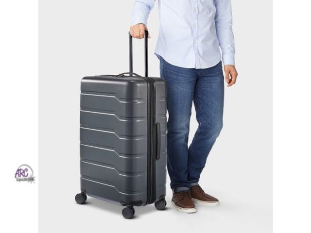Lot 56-353524 - New, charcoal grey Hardside Large Checked Spinner Suitcase - Open Story™
