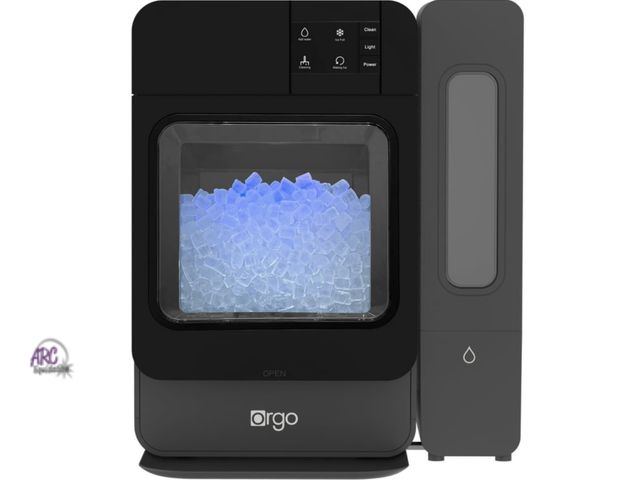 Lot 56-822998 - Used - Tested Works - Orgo Countertop Soft Nugget Ice Maker - Black **has stick residue on top of ma...