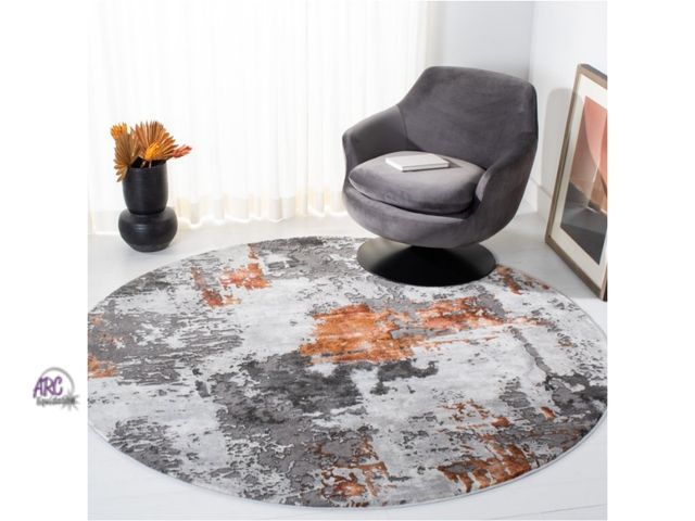 Lot 56-738929 - New SAFAVIEH Craft Constantine Abstract Area Rug, Grey/Orange, 5'3" x 5'3" Round